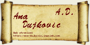 Ana Dujković vizit kartica